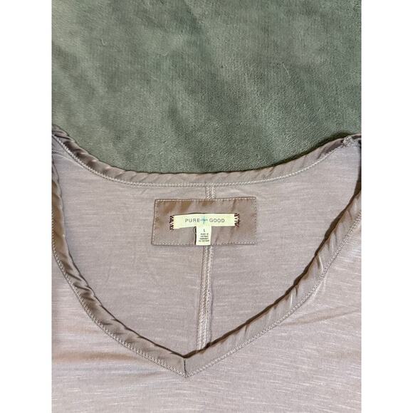 Anthro Pure Good V Neck 3/4 Length Sleeve Tunic Top Purple Lavender SZ Large - Picture 2 of 8